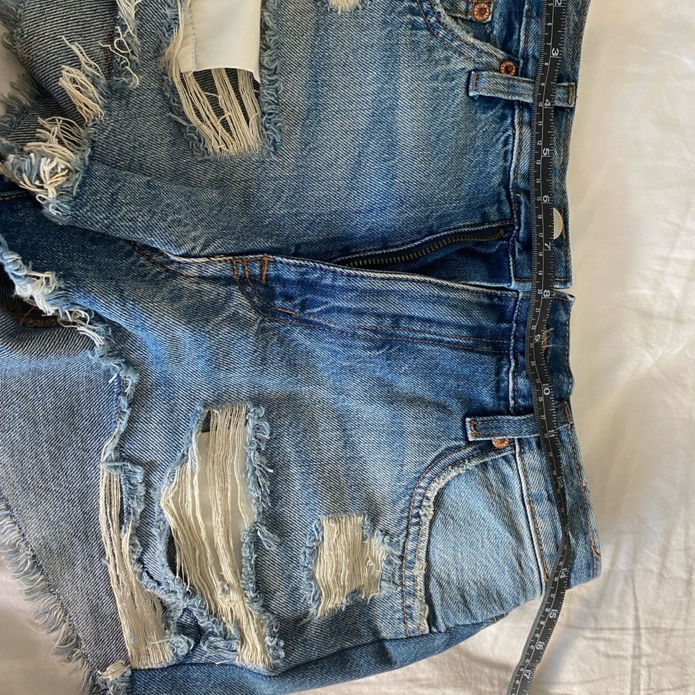 Distressed Blue Denim Shorts